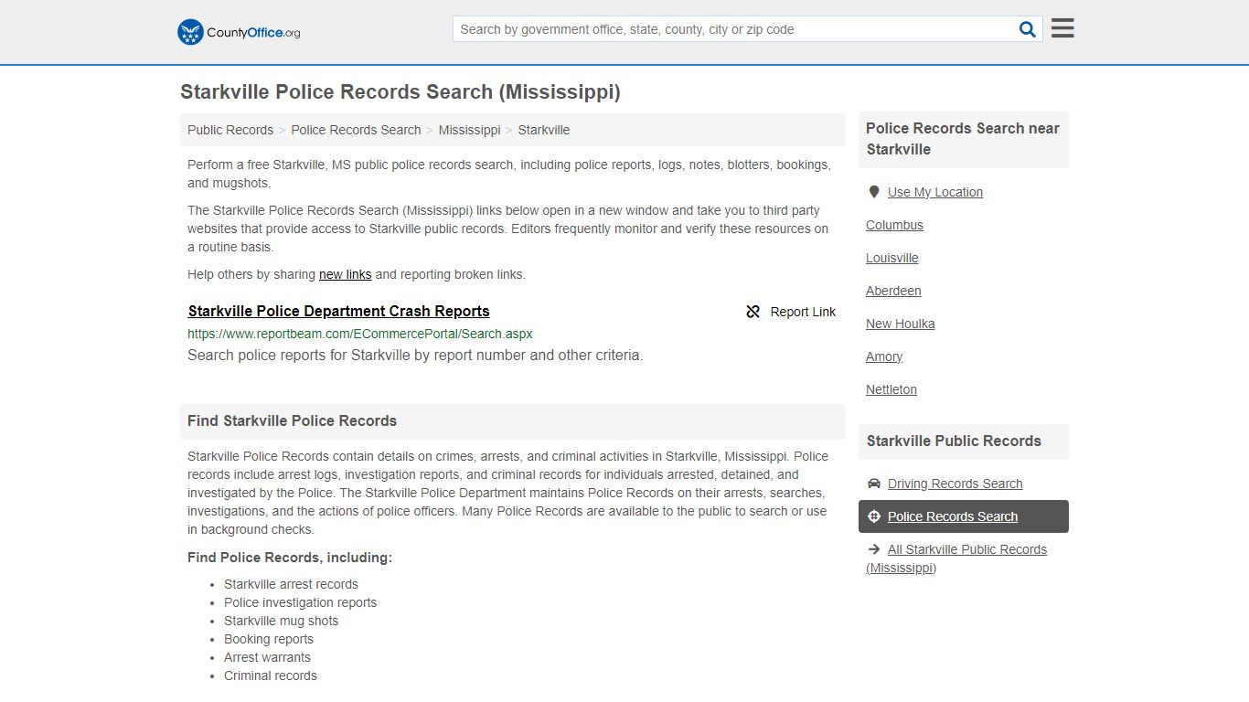 Police Records Search - Starkville, MS (Accidents & Arrest Records)