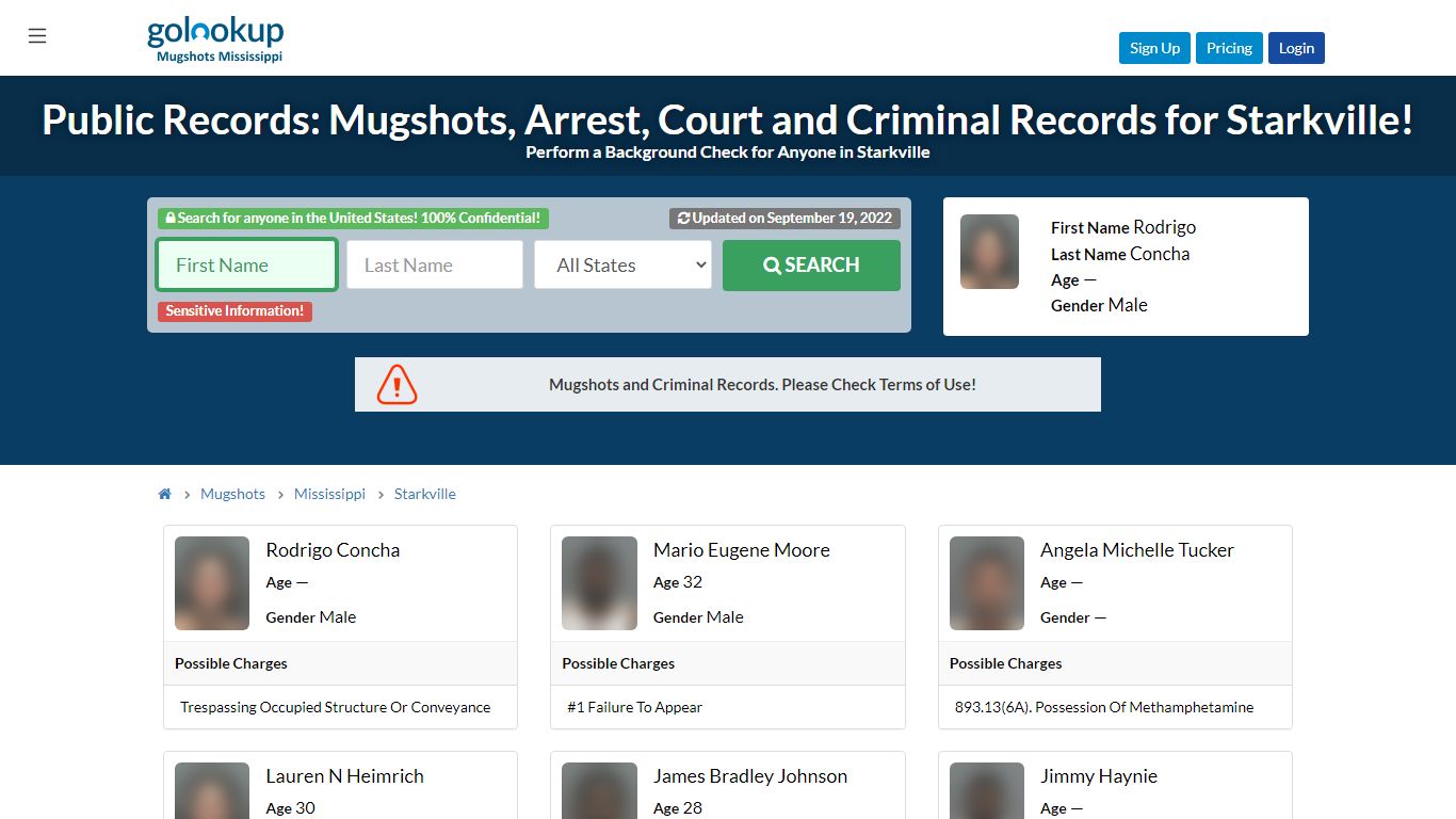 Mugshots Starkville, Arrest Records Starkville - GoLookUp